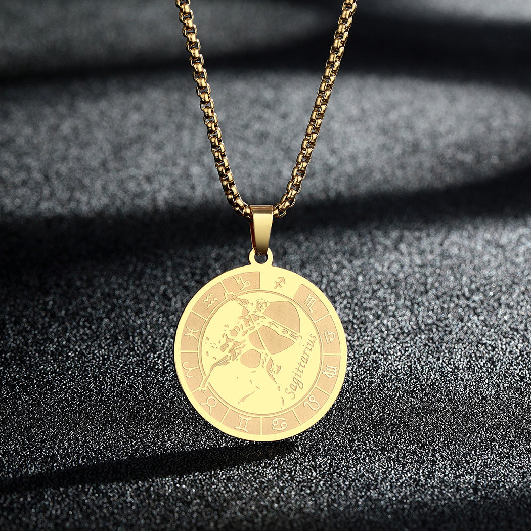 Venta al por mayor collar colgante de acero inoxidable 12 constelaciones